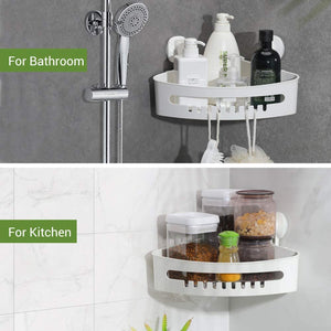 Corner Suction Cup Wall Mounted Shower Caddy for Bathroom or Kitchen