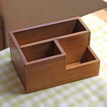 Multifunctional Wooden Desktop Office Supply Caddy and Succulent Planter