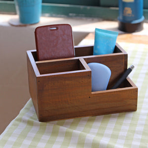 Multifunctional Wooden Desktop Office Supply Caddy and Succulent Planter