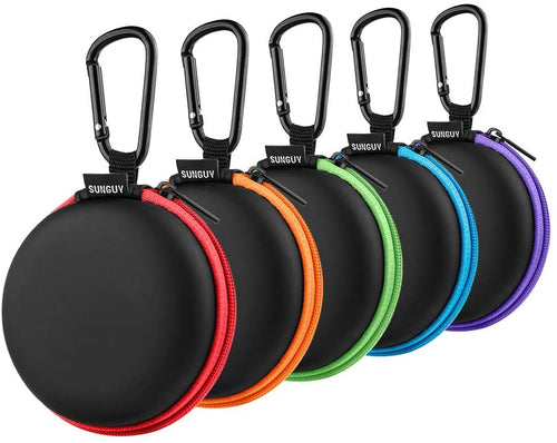 Headphone Earbud Hard Organizer Storage Travel Pouch- 5 Pack