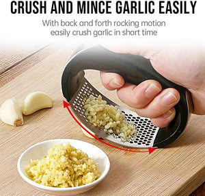 Garlic Press Stainless Steel - No Need to Peel Garlic Mincer Combo