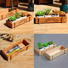 Vintage Rectangular Wooden Succulent Planter Box- Home or Office