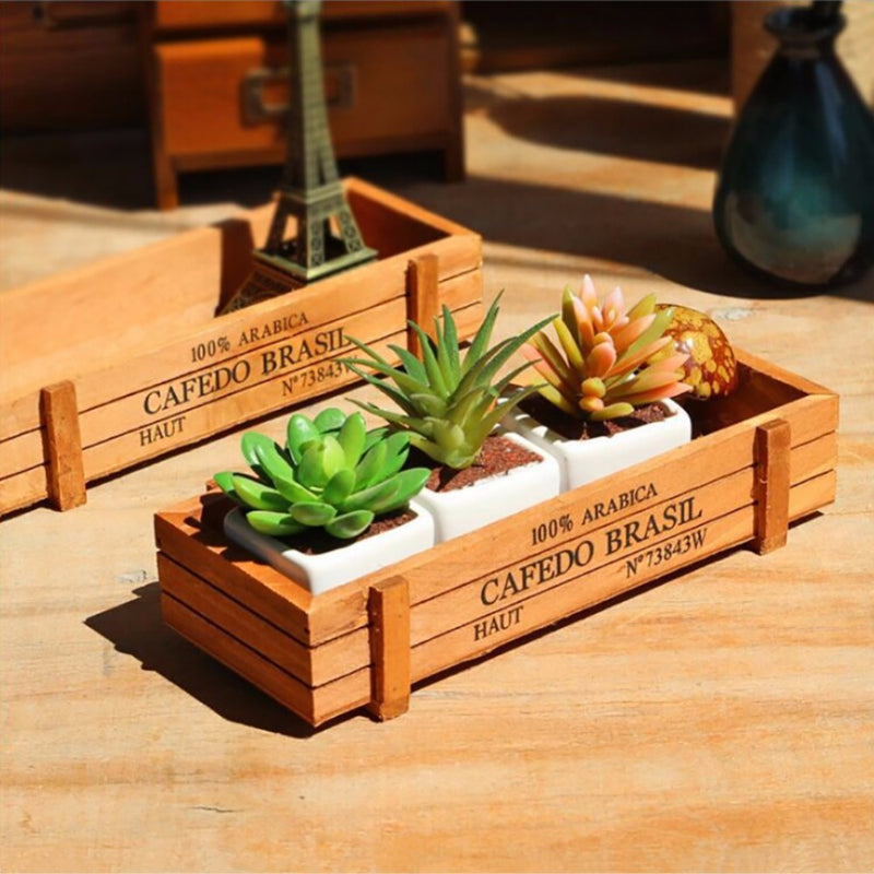 Vintage Rectangular Wooden Succulent Planter Box- Home or Office  All  About Tidy