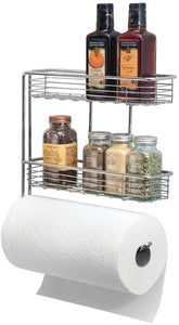 Wall Mounted Paper Towel Roll Holder with Storage Shelves
