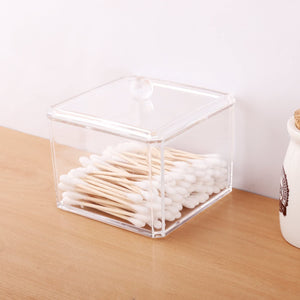 Portable transparent container travel toothpick q-tip box