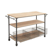 Metal and Wood Kitchen Table Cart with Storage Baskets