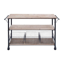 Metal and Wood Kitchen Table Cart with Storage Baskets