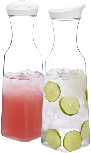 Clear Plastic Square Base Carafes- Set of 2