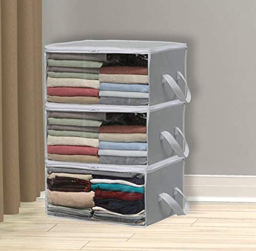 Foldable Closet Organizer Storage Boxes with Clear Window- Set of 3
